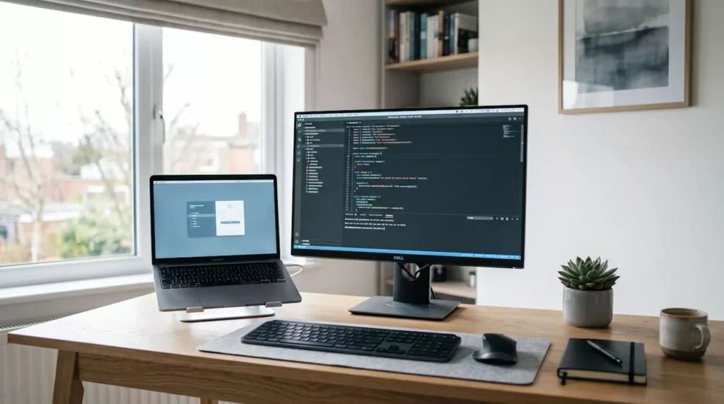 Laptop op een bureau tijdens IT-ondersteuning