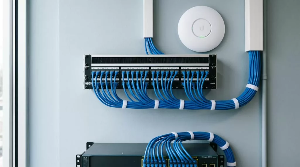 Netwerkkast met router en switches