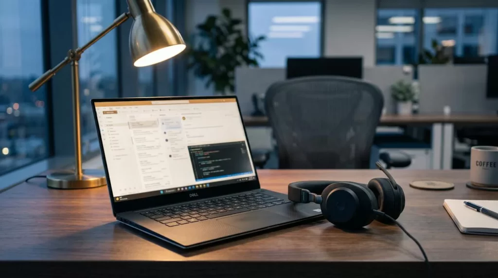 IT-professional aan het werk in de avond